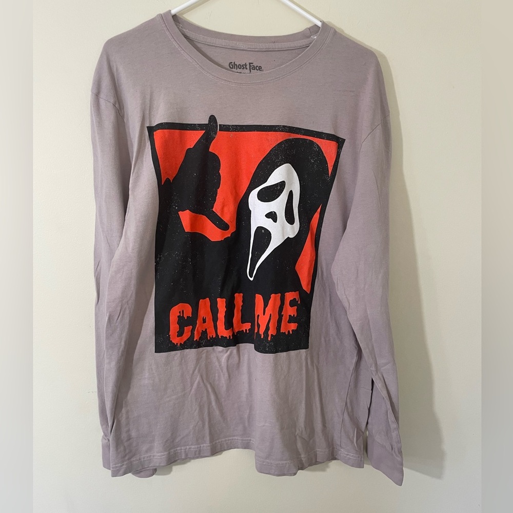 Ghost Face Scream Long Sleeve T-shirt Mens Size Large Halloween Graphic Novelty